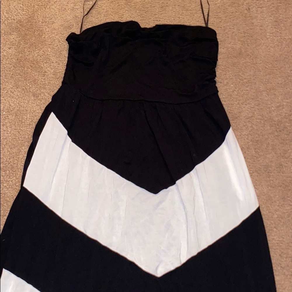 Strapless Black and white long dress